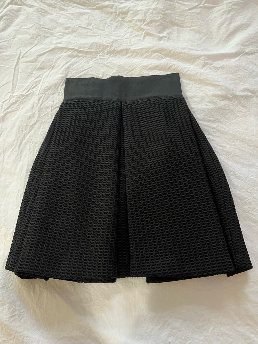 Milly Black Textured A-Line Skirt